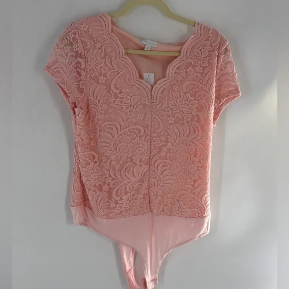 Elegant Pink Lace Women bodysuit - Picture 2 of 7